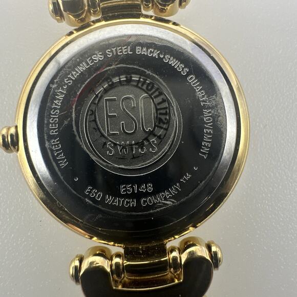 ESQ Esquire by Movado Watch Ladies Gold Tone Crystal Bezel Runs Well Elegant - Picture 6 of 11